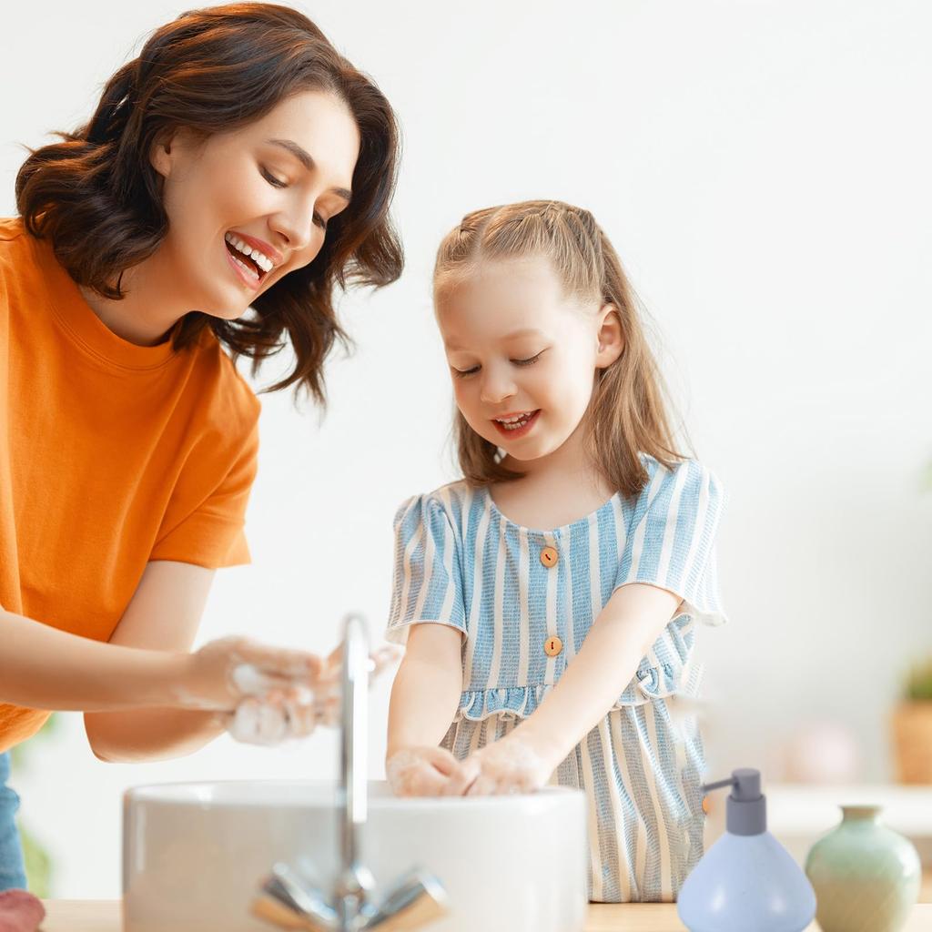 uxcell Foam Soap Dispenser Ceramic Foam Soap Pump for Bathroom Blue 450ml/15oz