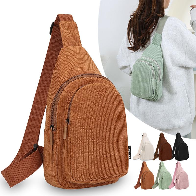 1 Stück Retro-Corduroy-Brusttasche neue lässige und leichte Umhängetasche trendige Mode einfache College-Studenten-Brusttasche