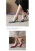 128-8 Summer Pointed Toe Stiletto High Heels: Single Strap, Closed Toe, Versatile for Daily Wear, Slimming Fit.