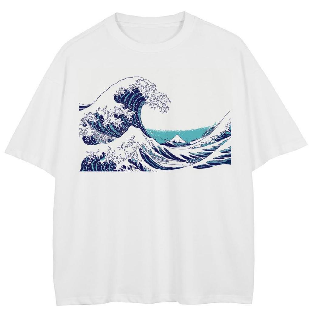 Streetwear Fale Graficzny Czarny T-shirt Bawełniany Unisex Topy Koszulki Lato Krótki Rękaw T-shirt
