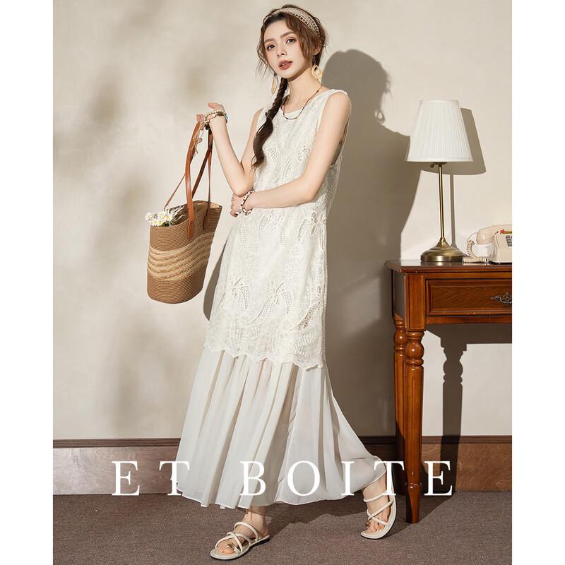 ET BOITE French Lace Embroidered Midi Dress M