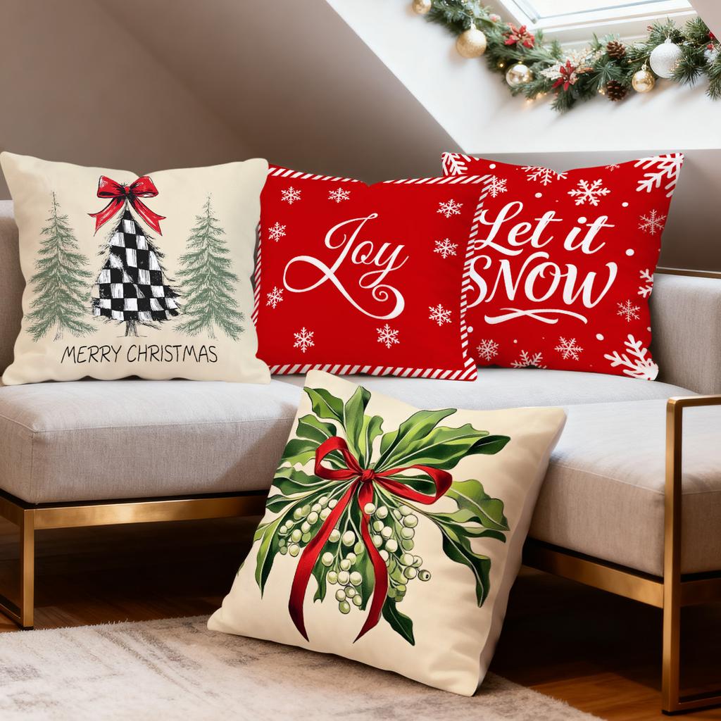 40/45/50cm Merry Christmas Theme Cushions Pillowcase Polyester Cushion Cover Throw Pillow Pillowcover Home Car Sofa Decor