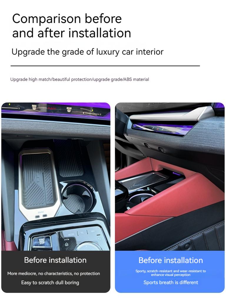 ABS Vaganza leather Central Control Gear Side Decorative Strips For BMW 5 Series G60 2025-2025 styles Car Interior Accessories