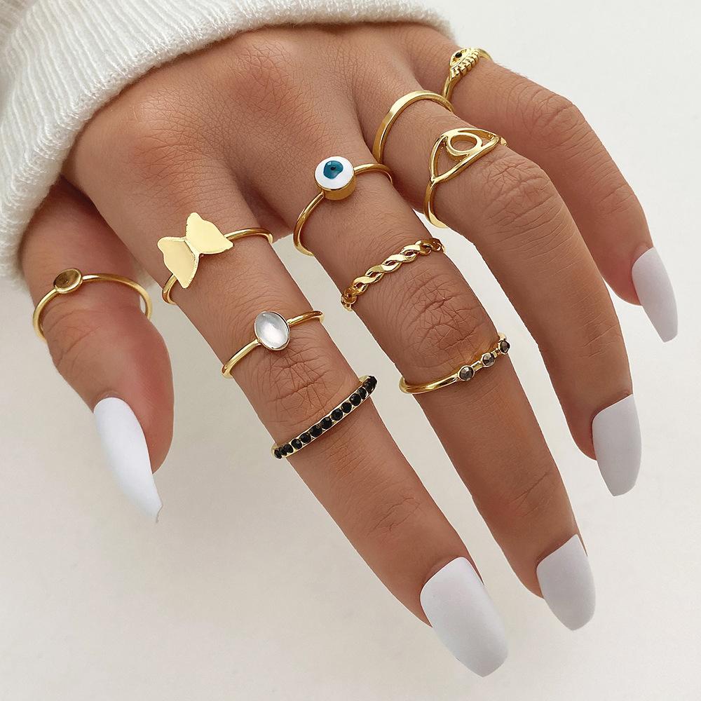 Cross Leaf Ring, Pearl Sun Moon Ring Set For Women