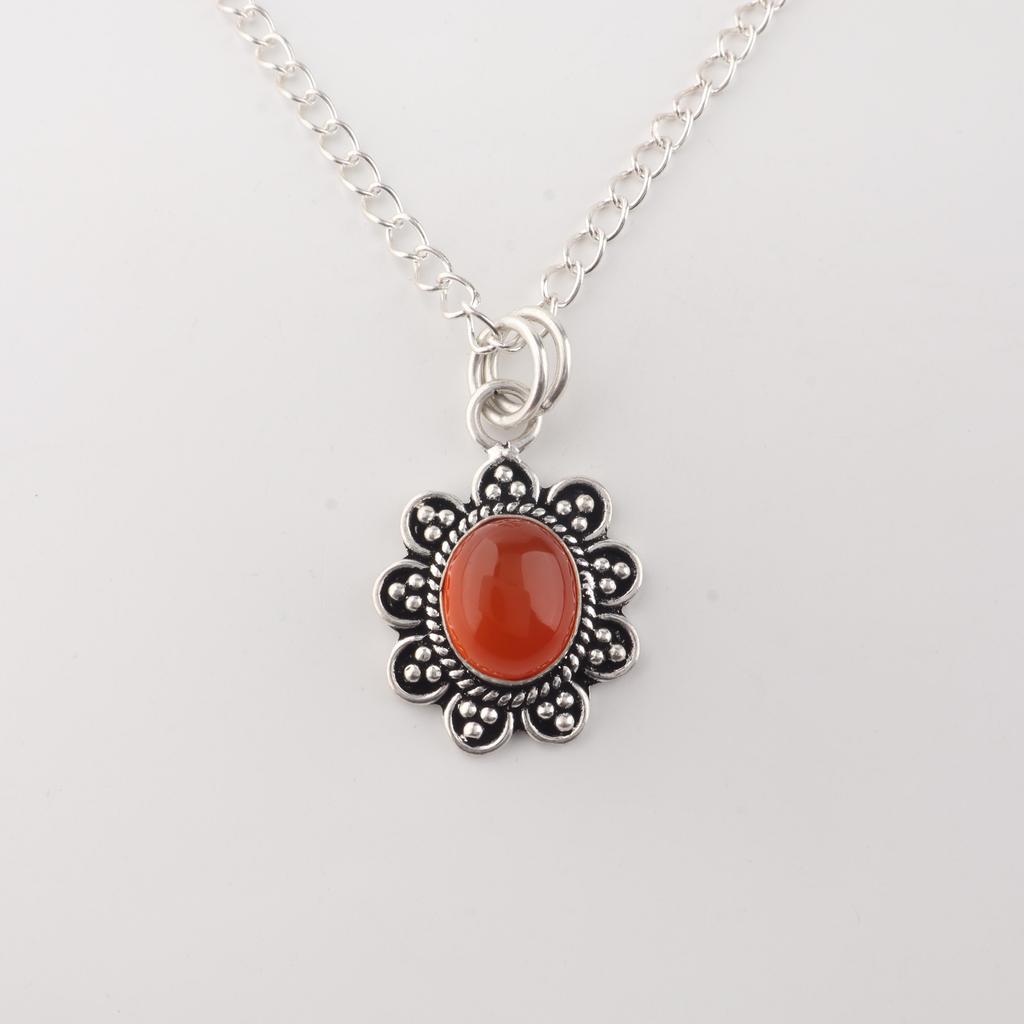 Natural Carnelian Gemstone 925 Sterling Silver Jewelry Handmade Pendant 1.37" Engagement Jewelry CP-40-30