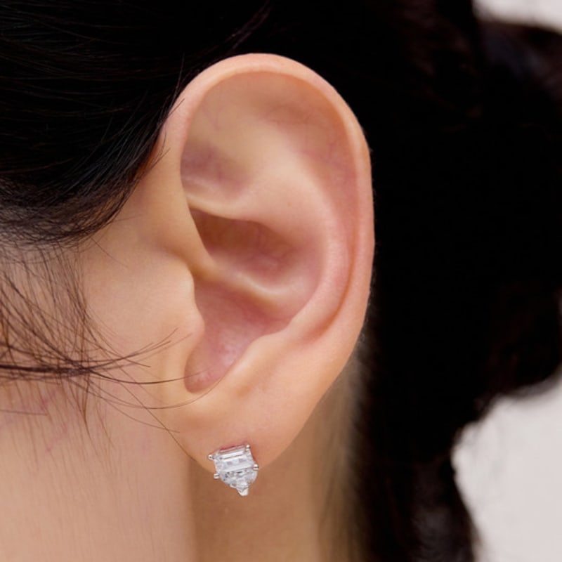 Tirr Lirr Tulip Half Moon Mix Silver-White Earrings TESSVW14002M