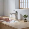 Single Hole Single Lever Basin Sink Faucet Brushed Stainless Steel Cold Hot Mixer Water Saving Bathroom Tap