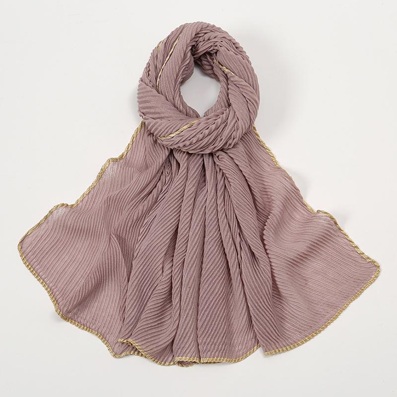 

Winter Plain Solid Crinkle Gold Viscose Scarf Lady Wrinkle Soft Shawls And Wraps Pashmina Stole Bufandas Muslim Sjaal 165*65Cm