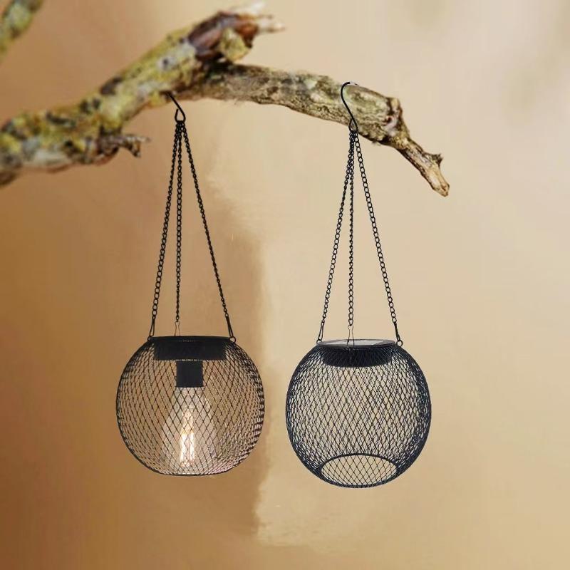 Solar Garden Lights Outdoor Hollow Diamond Pattern Projection Lantern Waterproof Decorative Hanging Lamp for Yard Pathway Decor