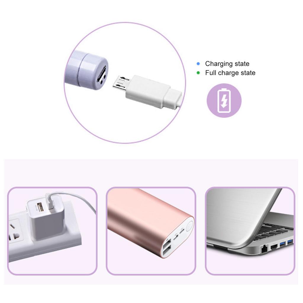 Kids Ear Wax Removal Spoon USB Rechargeable Safe Flashlight Round Tip LED Ear Pick Spoon with Storage Case Purple
