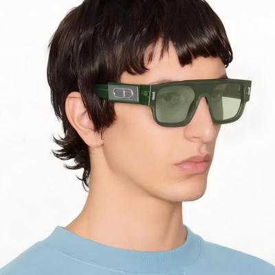Modne zielone kwadratowe okulary przeciwsłoneczne 2024 nowa moda okulary na występy sceniczne retro okulary do street shootingu concave modelling