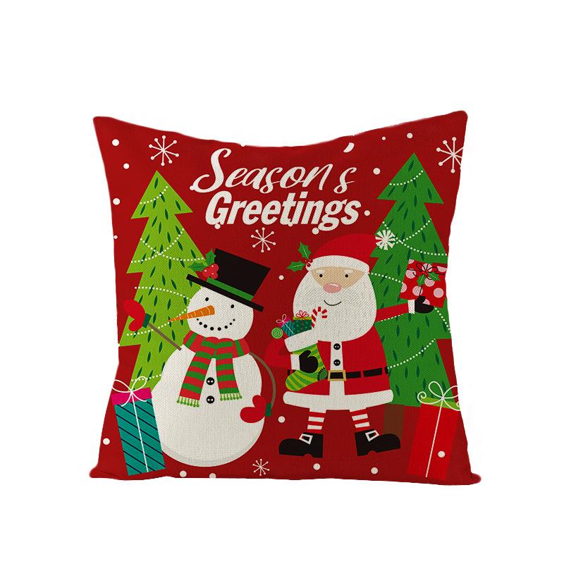 Colorful Plaid Christmas Pillow Cover Polyester Cartoon Print Sofa Cushion Cover Home Decoration