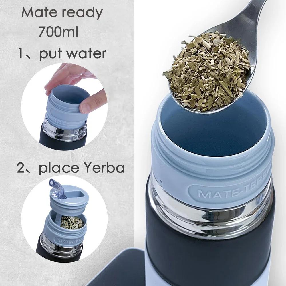 111/711ml Yerba Mate Vacuum Insulated 111 Stainless Steel Portable With Filter Straw For Loose Leaf Tea & Yerba Mate Brewing