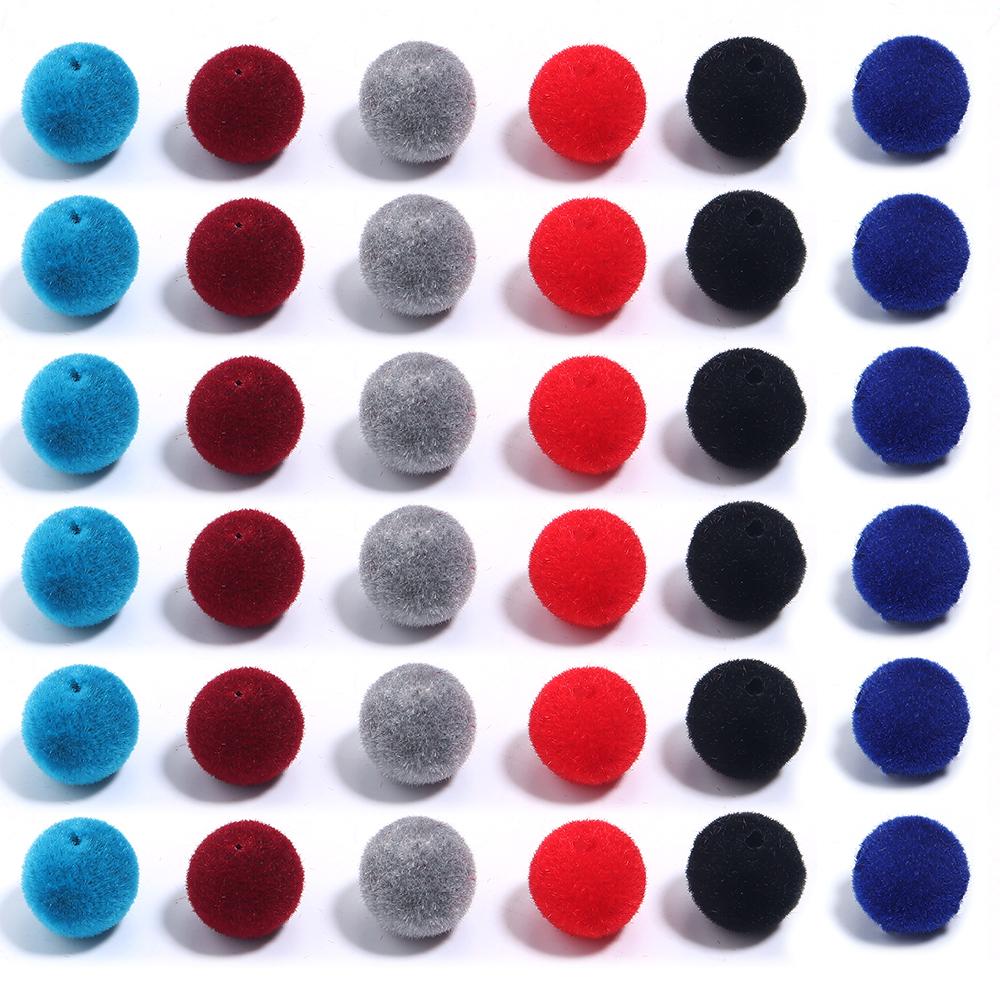 100Pcs 8mm Velvet Fabric Resin Beads Colored Loose Spacer Round Beads For Jewelry Making DIY Charm Bracelet Necklace Wholesale