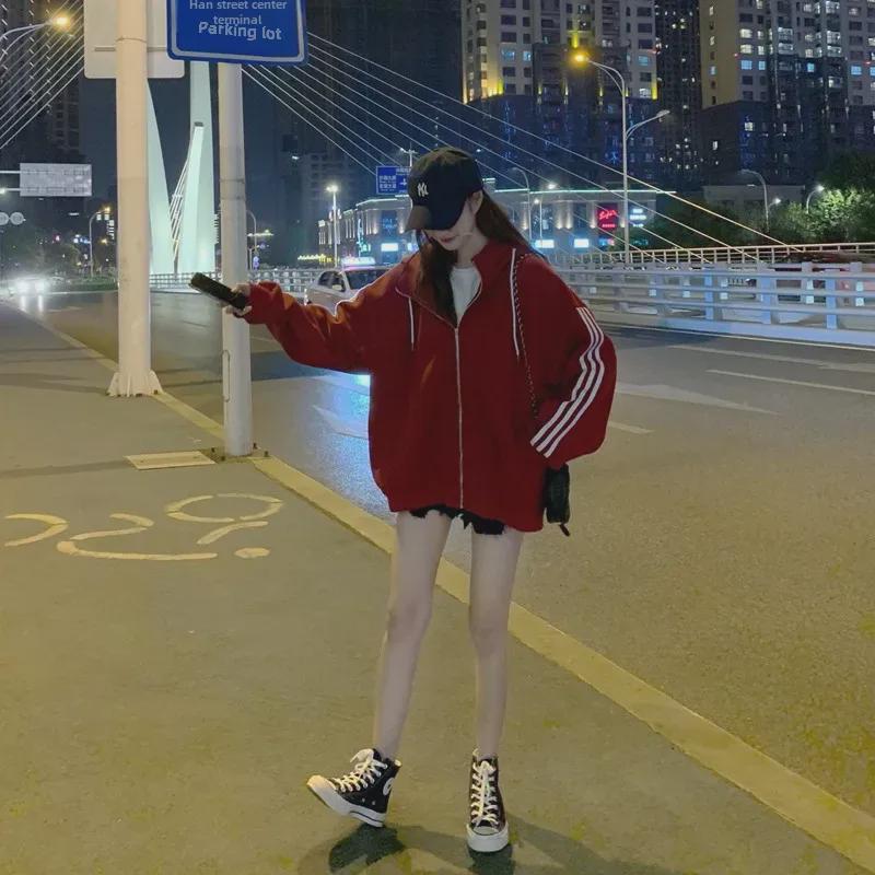 Official Women's Classic Oversized Hooded Zipper Sweater, 2020 Autumn/Winter Plus Velvet Jacket, Trendy Top