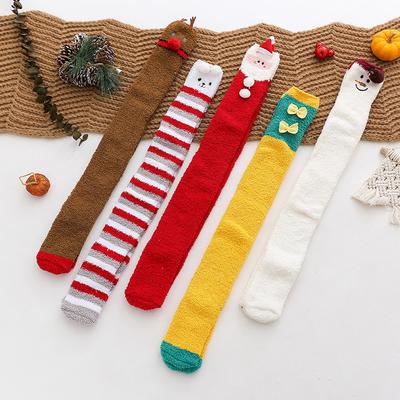 Socks Women'S Japanese Cartoon Animation Women'S Sleep Socks Coral Fleece Socks Thickened Warm Knee Socks Christmas Socks Wholesale