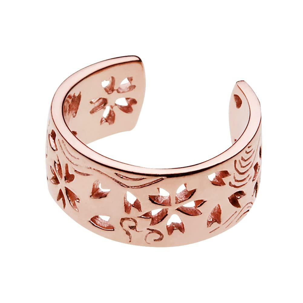 Japanese Pattern Sakura Ear Cuff Pink Gold Coating 925 Silver E2045 [Cenote] [Silver Accessories]