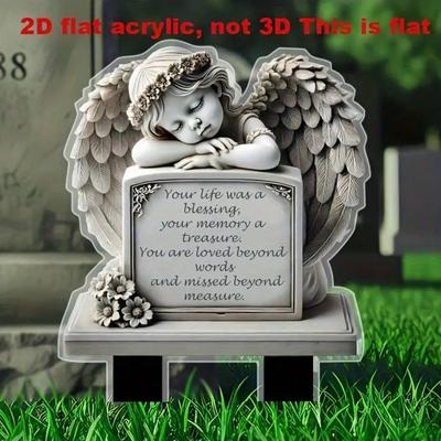 1 Classic Angel Commemorative Plaque, Ground Installation, Weather Resistant Outdoor Decoration, Easter Commemoration