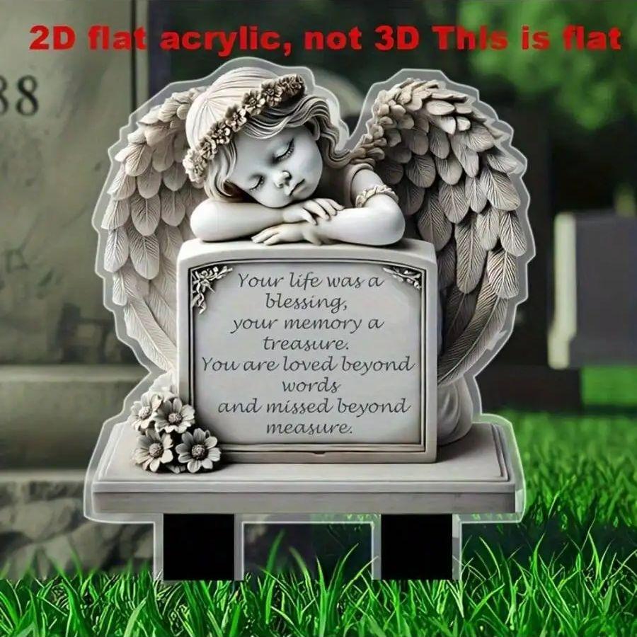 1 classic angel commemorative plaque, ground installation, weather resistant outdoor decoration, Easter commemoration