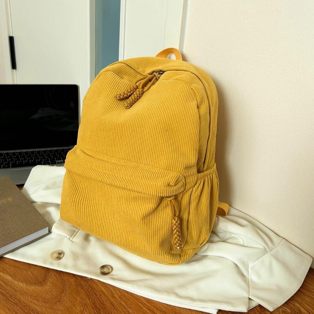 Large Capacity Corduroy Backpack Lightweight Students Daypack Students School Bag Travel