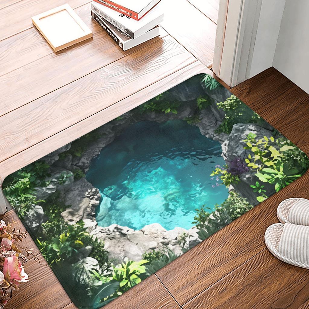 3D Visual Illusion Deep Pit Trap Front Floor Door Entrance Mat Indoor  Kitchen Bath Doormat Bedroom Carpet Rug
