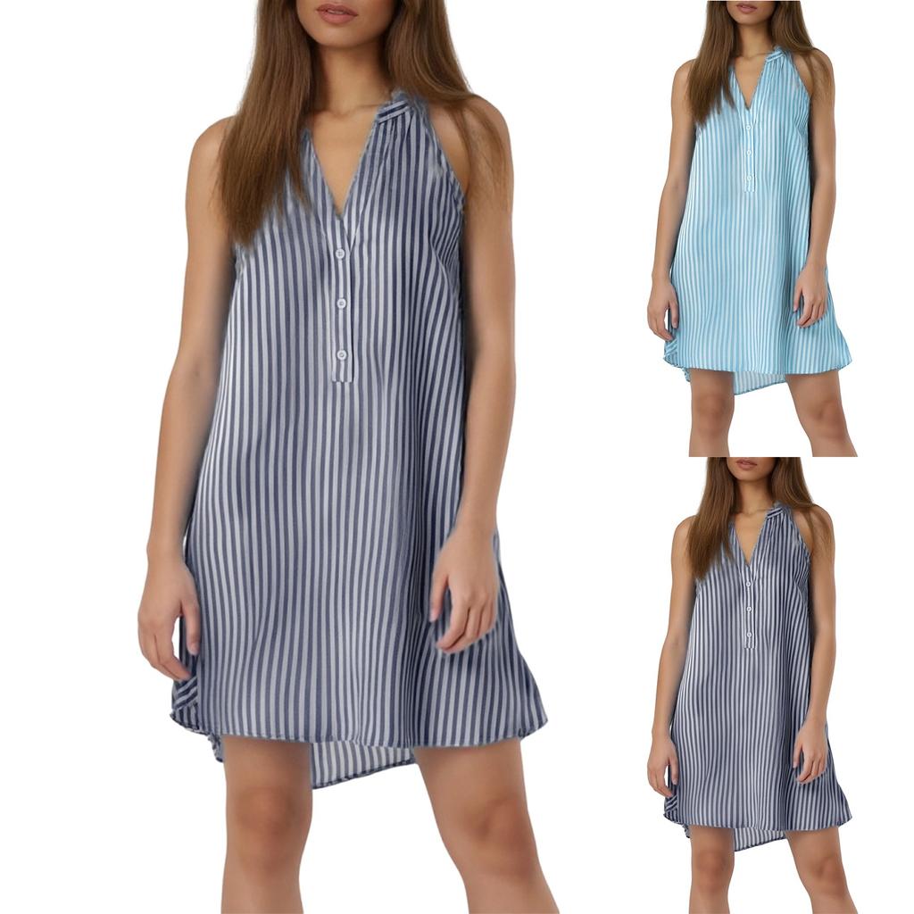 Women's Dresses Casual Sleeveless Striped Dresses