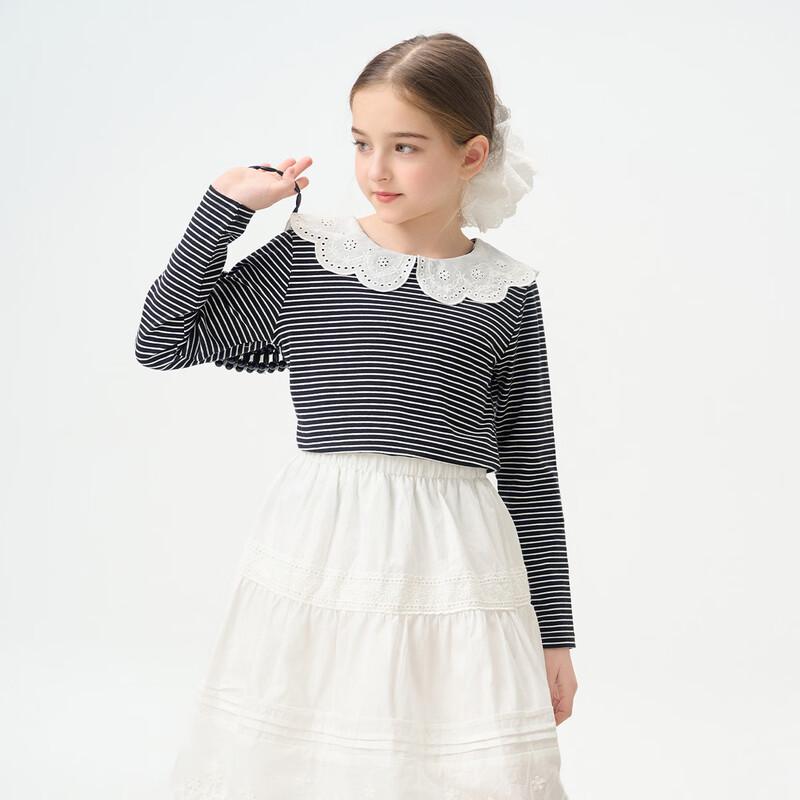 Montagut Girls' Doll Collar Long Sleeve T-Shirt
