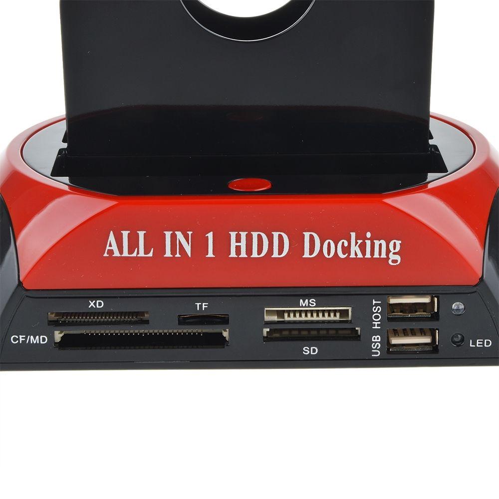 IDE/SATA Externe Festplatten-Dockingstation 2 Einschübe 2,5" 3,5" HDD UK SD-Karte