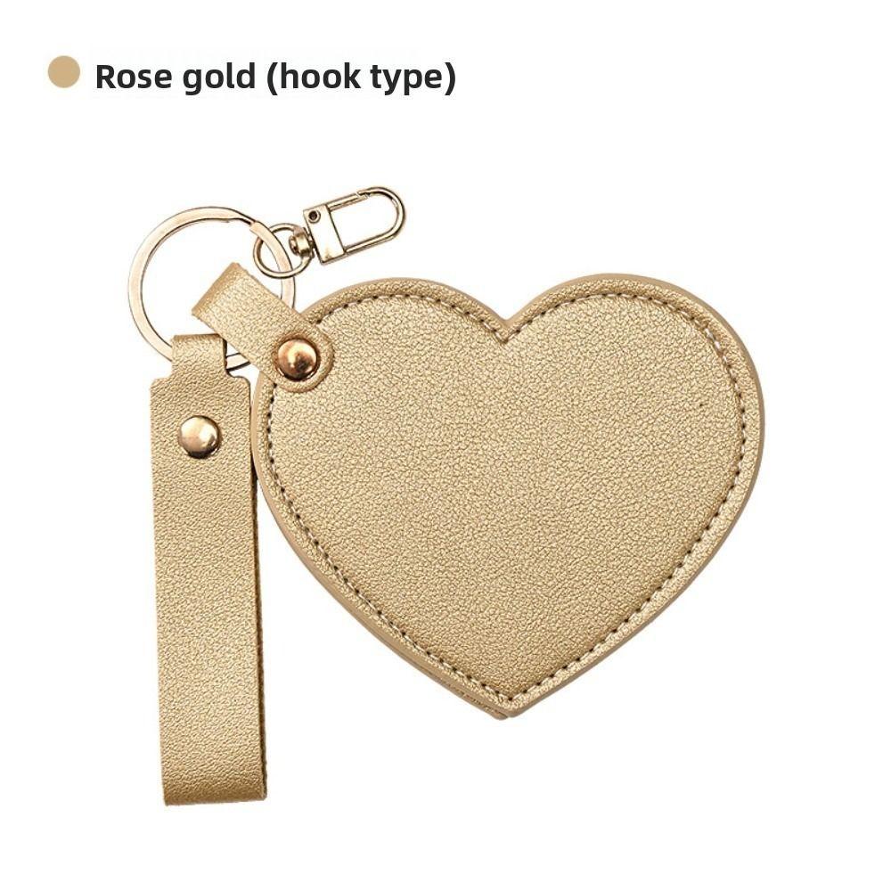 Rotate Small Mirror Love Heart Makeup Mirror Korean Style Colorful Love Keychain  Women
