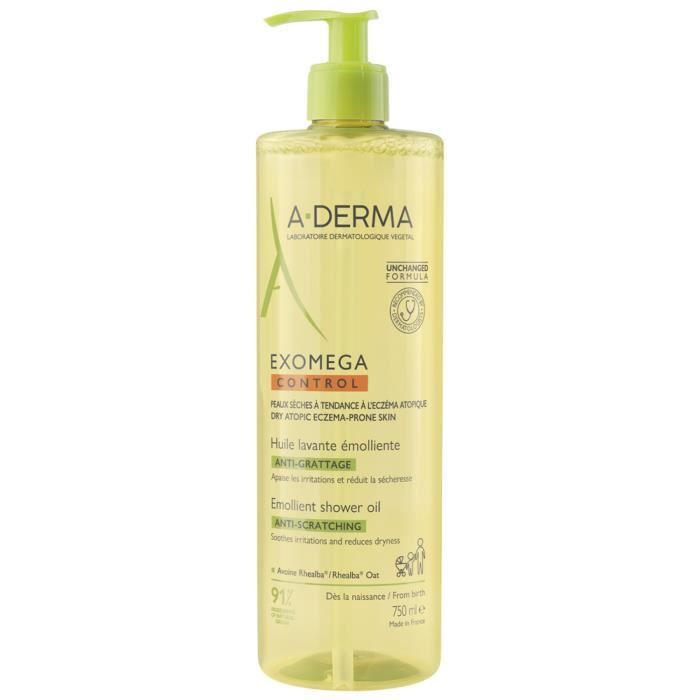 Huile Lavante Émolliente Anti-Grattage A-DERMA Exomega Control - Peaux Sensibles 750 ml