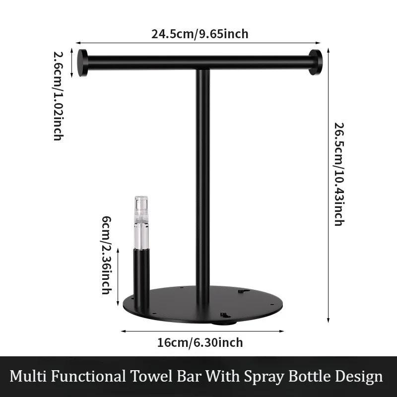 T-Shape Towels Bar Rack For Bathroom Vanity Countertop Black Carbon Steel Stable Free-Standing Towel Bar Vertical  Towel Holder