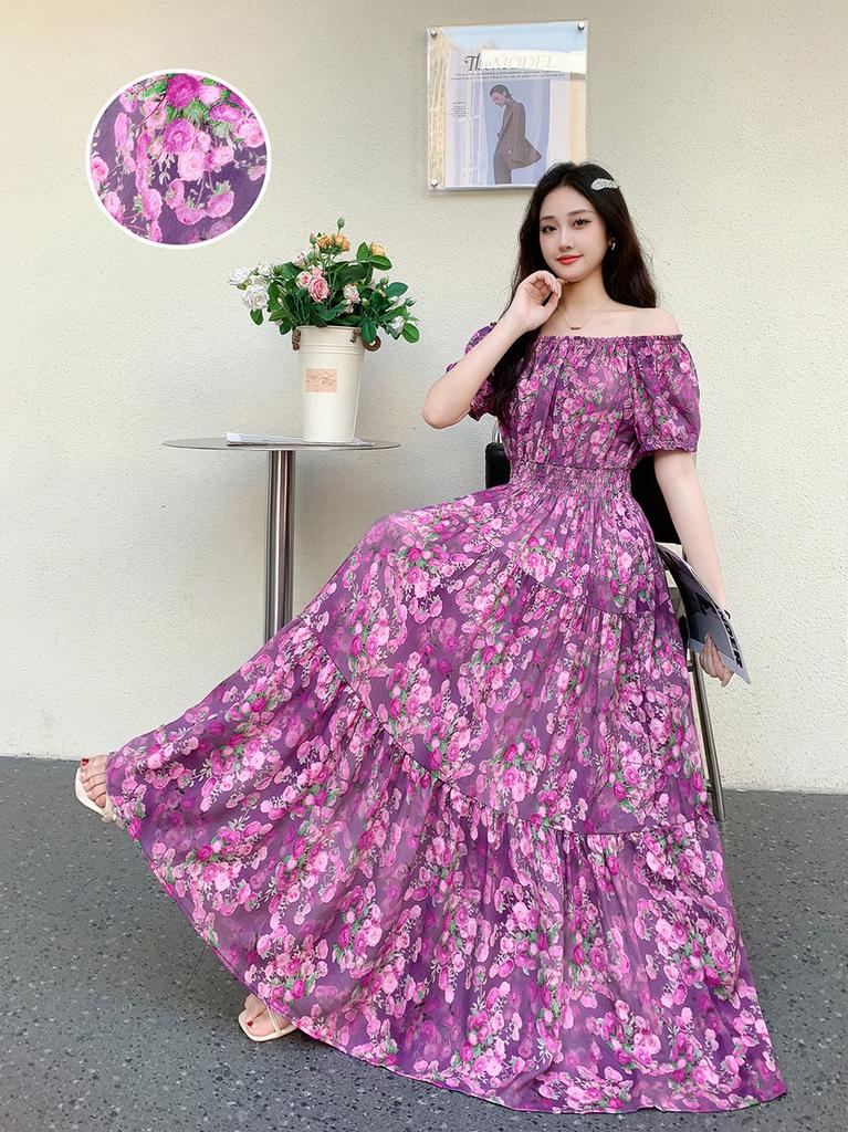 Seaside vacation beach dress cotton floral dress female shabahemi muslim