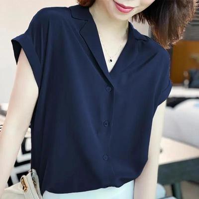 Eis Chiffon Hemd Tops Sommer Neue Große Feste Farbe Lose Kurzarm Blusen Einfachheit Mode Lässig Frauen Kleidung