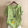 Women's Fashion Setting Sun Prined Short Sleeve T-shirt Loose Cotton Shirt Casual Loose Summer Blouse Tops Plus Size