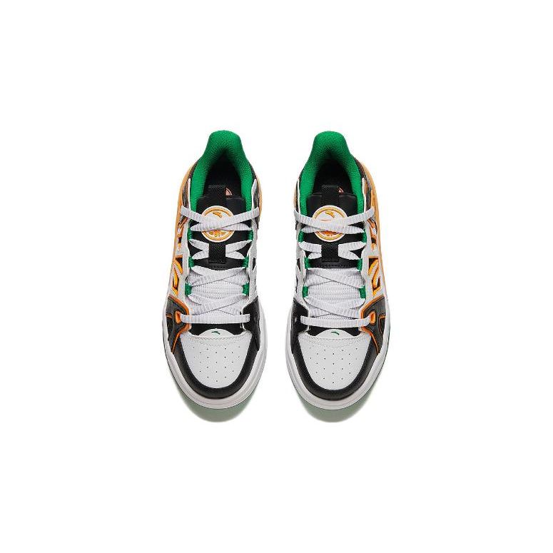 Anta Kids Round Toe Lace-Up Shock Absorbing Wear-Resistant Low-Top Kids Skate Shoes Kids Skate Shoes White Black Orange 312418005-3