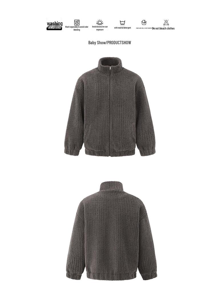 Unisex Lammwolle Baumwolljacke - Winterlich Warm, Trendiger Koreanischer Stehkragenmantel