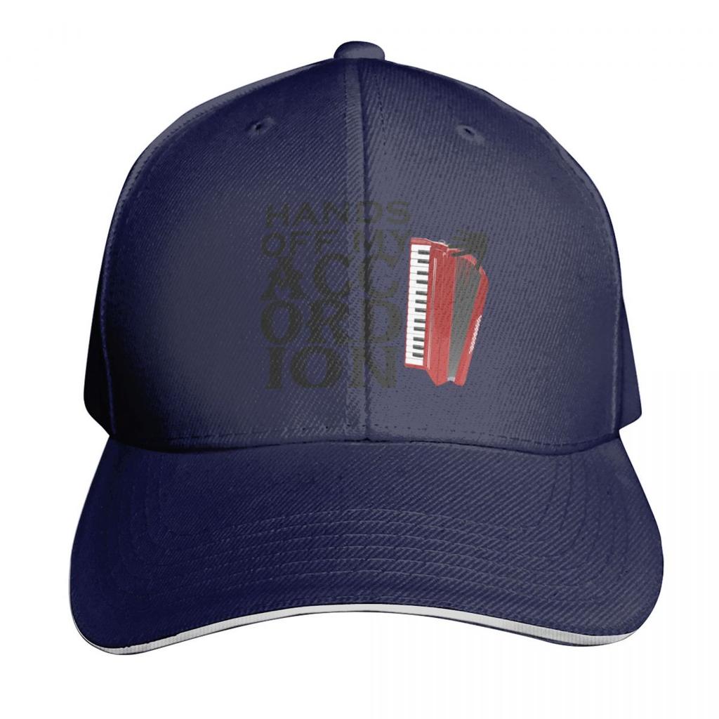 Hands Off My Accordion Funny Music Baseball Cap Breathable Mesh Back Adjustable Buckle Closure Moisture Wicking Quick Dry