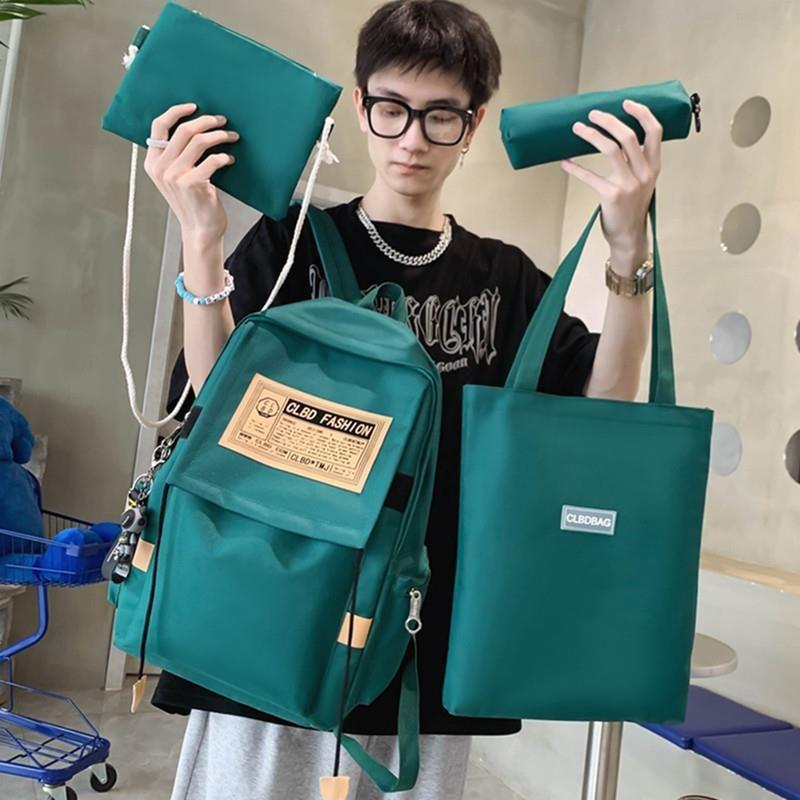 Backpack Pattern Letter Stylish Street Style Men Nylon High Schoolbag Capacity
