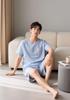 Men's Loose Fit Pajama Set - Short Sleeve & Shorts, Solid Color