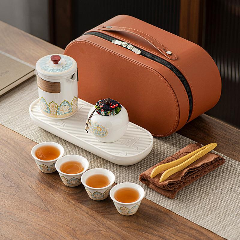 Portable Travel Kung Fu Tea Set Creative Ceramic Quick Tea Set Chinese Office Teapot And Cup Set Light Luxury Friend Gifts