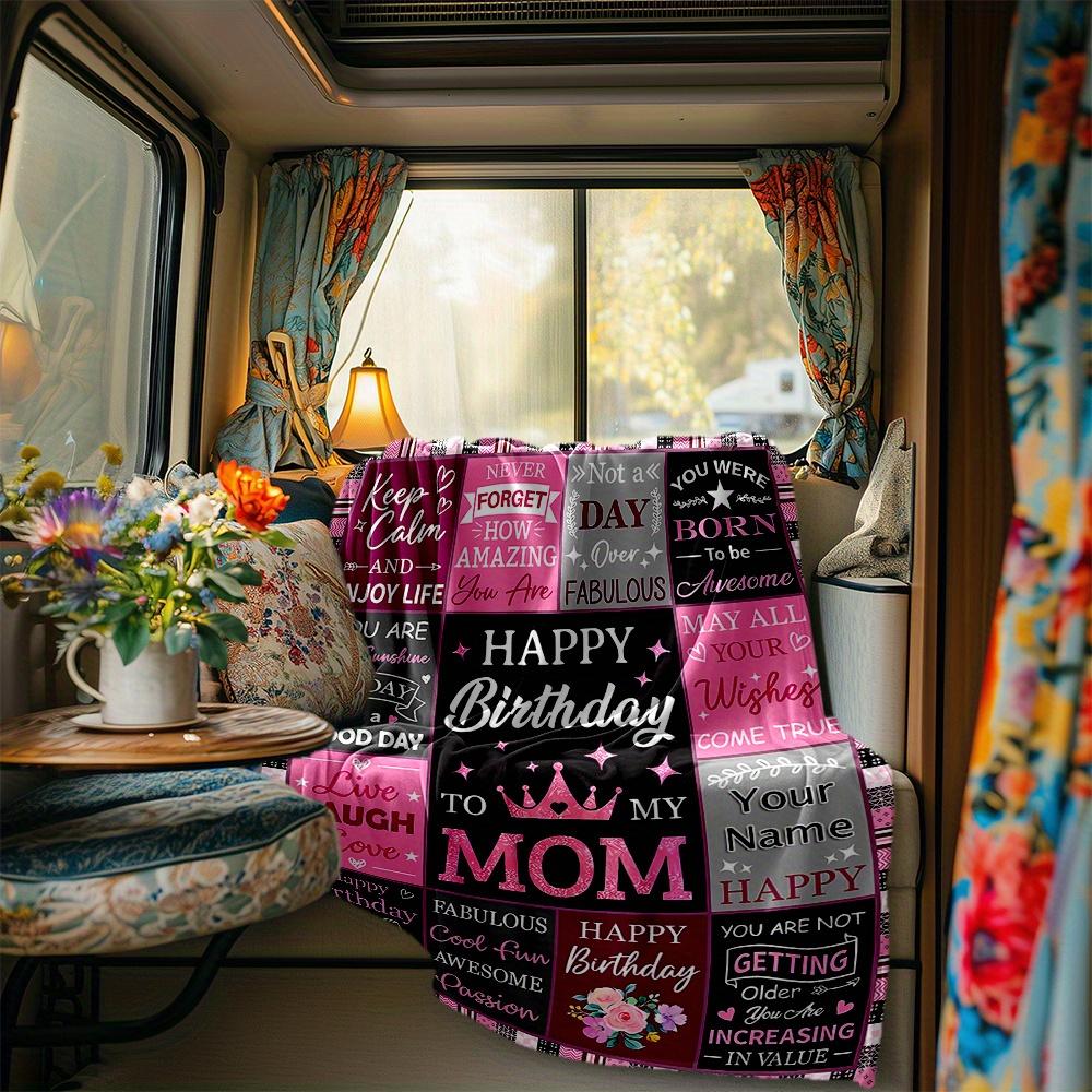 Mom Birthday Blanket Personalized Name Soft Comfortable Stylish Blanket Car Blanket Perfect For Travel Camping Outdoor Home Suitable For All Seasons