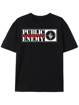 T-shirt Grafica da Uomo Public Enemy - Scritta Audace e Design Bersaglio, Chuck D Fla
