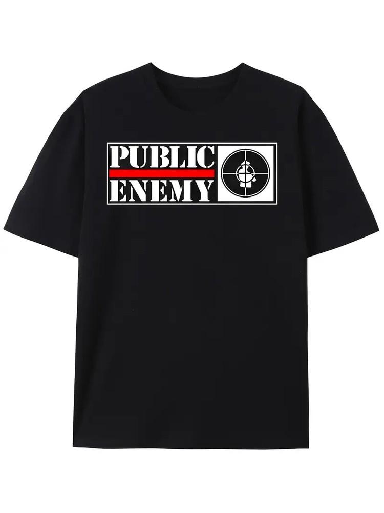 

Men s Public Enemy Graphic T-Shirt - Bold Lettering and Target Design, Chuck D Fla M