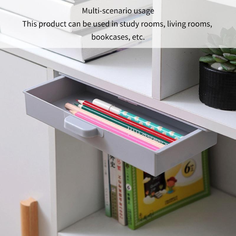 2Pcs Plastic Adhesive Under Cabinet Storage Boxes Under Desk Drawer Organizers Household Organization Tool