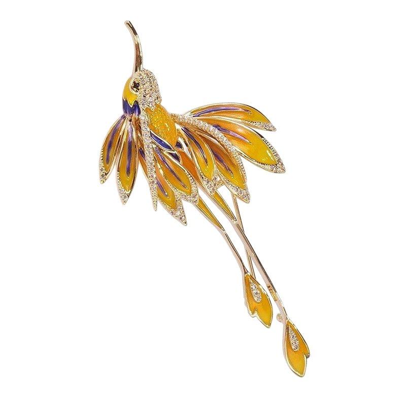 Enamel Phoenix Brooch, Retro Chinese Style Brooch, Niche and Light Luxury Design Sense Brooch