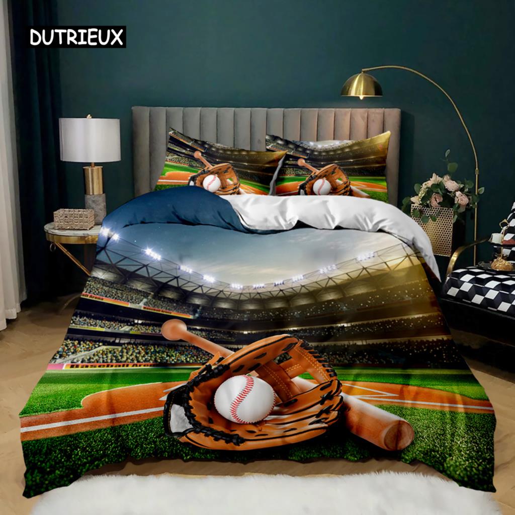 Baseball Bettbezug Set Sportthema Jungen Kinder Bettwäsche Set 3D Baseball Bettzeug Doppel Queen King Size Polyester Steppdecke