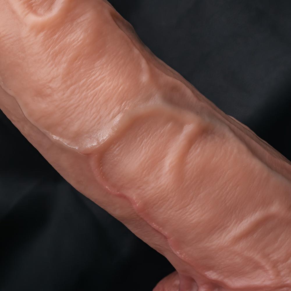 Dildo – 10.6 Inch Realistic Curved Penis, Soft Liquid Silicone, Thick Veined Texture, G-Spot Stimulator, Lifelike Big Dildo for Men & Women