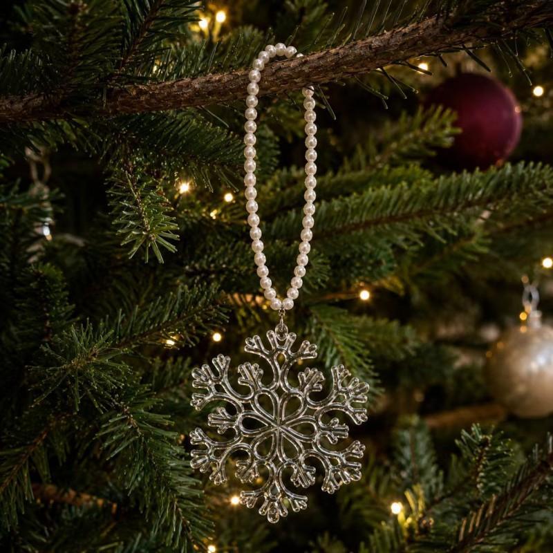 Vintage Pearl Crystal Hanging Ornament Christmas Tree Decor Holiday Party Decoration Lightweight Luxury Style