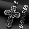 Vintage Orthodox Jesus Crucifix Cross Christian Pendant Necklace for Women Men 316L Stainless Steel Chain Amulet Jewelry Gift