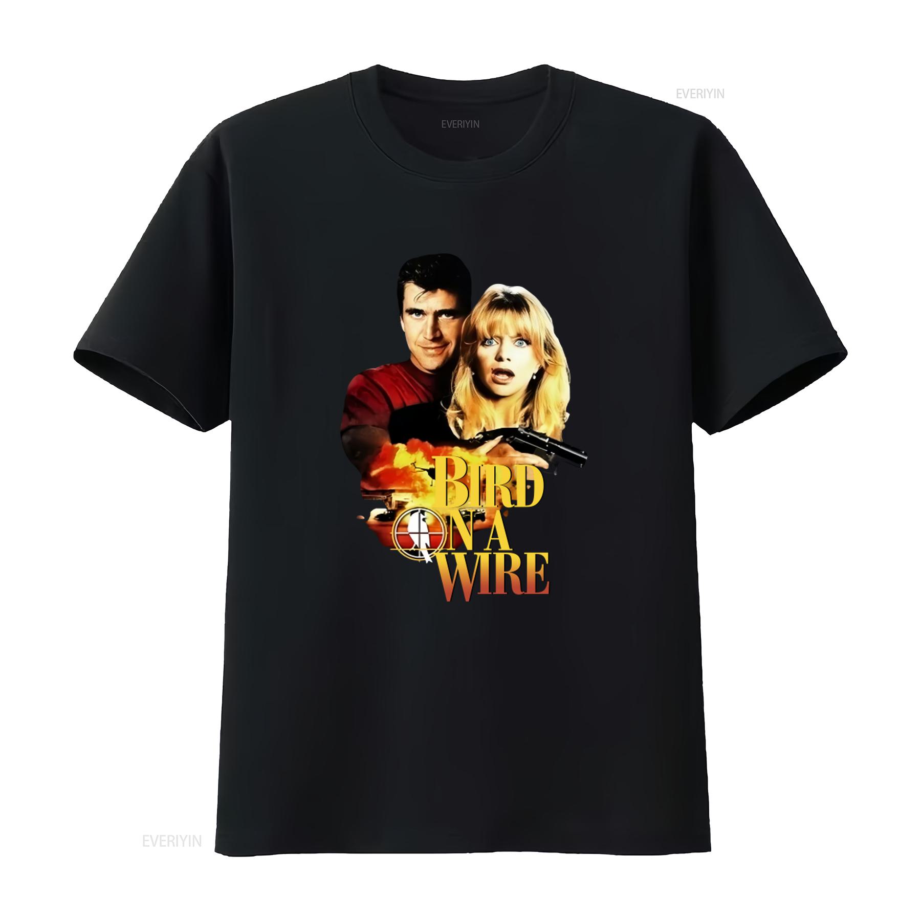 

Bird On A Wire Retro 90S Movie T Shirt Classic Film Print Casual Fashion Top vintage Washed Breathable Slightly Stretched 4XL
